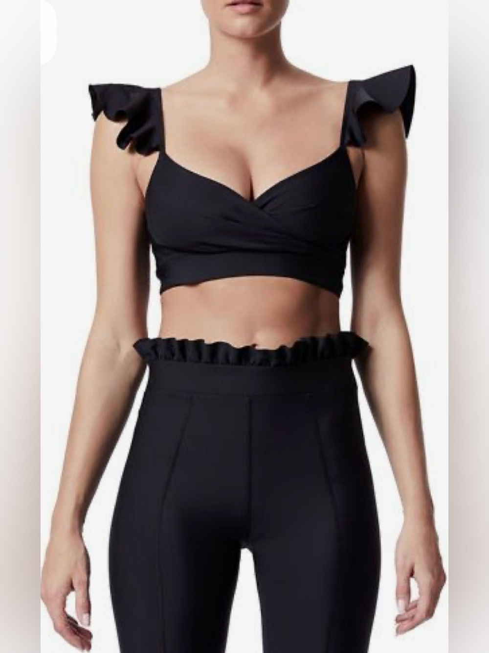 Carbon38 Ruffle Wrap-Front Sports Bra
